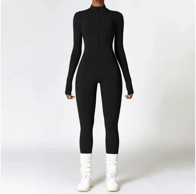 Flex Fit Women's Warm Zippered Yoga Bodysuit - Bellarte Enchanté Flex Fit Women's Warm Zippered Yoga Bodysuit